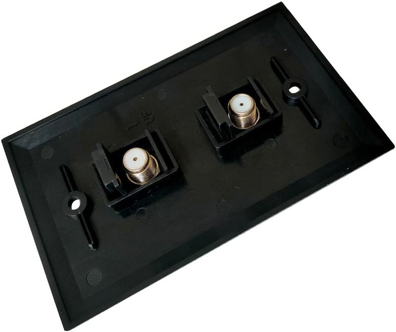 BUPLDET 2 Port Coax Wall Plate Black - Single Gang Double Coaxial Jack Outlet Cover Plate for Cable TV/Antenna - Image 1